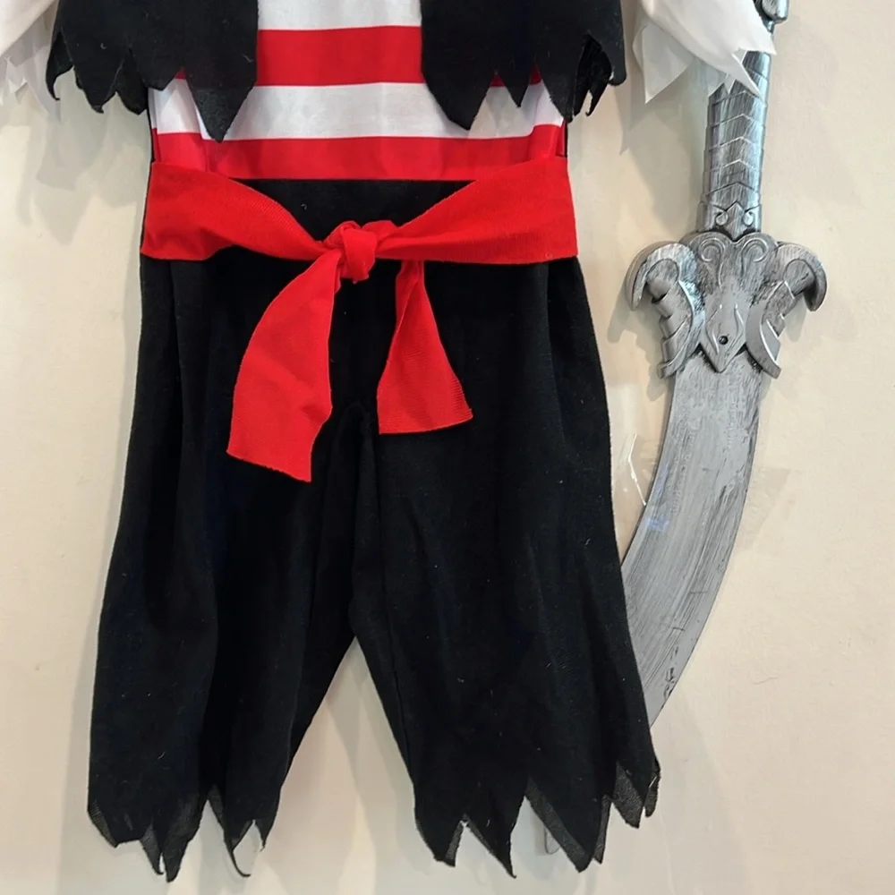 Disguise Pirate Costume with Red and Black Stripes - Picture 3 of 6